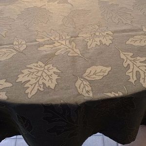 Dark Evergreen Autumn Leaves Tablecloth